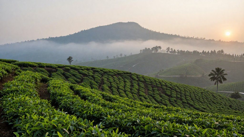 Tea fields in the Sri Lanka central highlands